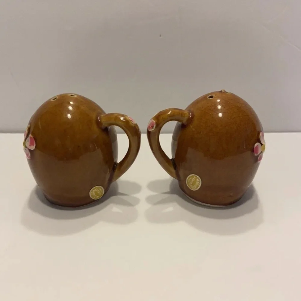 VINTAGE Cherry Blossom Salt & Pepper Shaker Floral Rare Japan